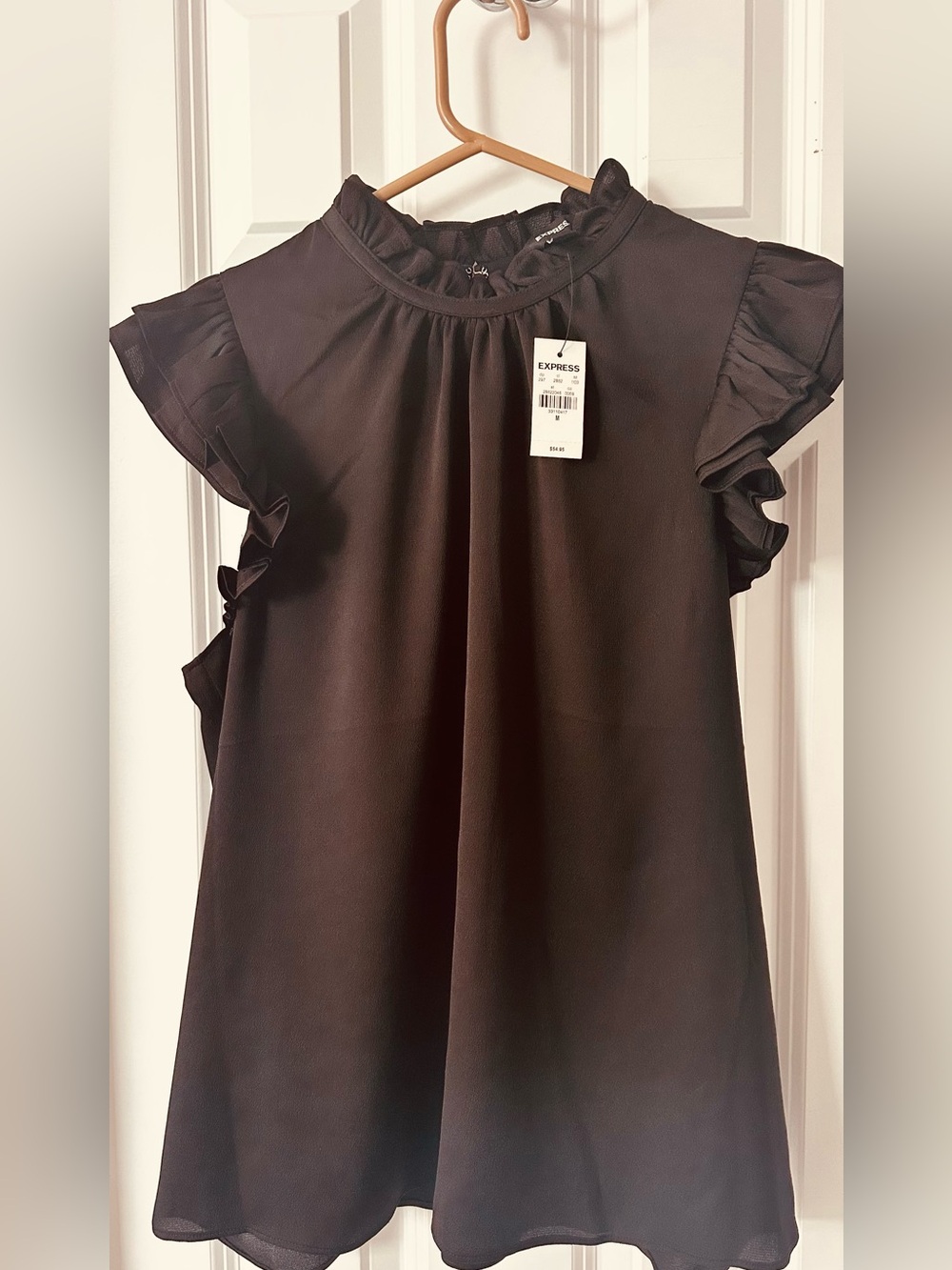 NWT- Express; Black Flutter Sleeve Blouse